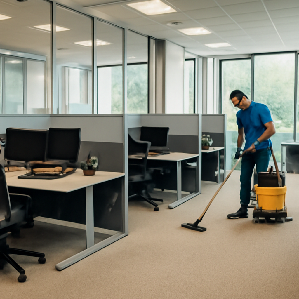 Carpetes e divisórias duram mais? O que muda quando a limpeza do escritório é feita por equipe treinada